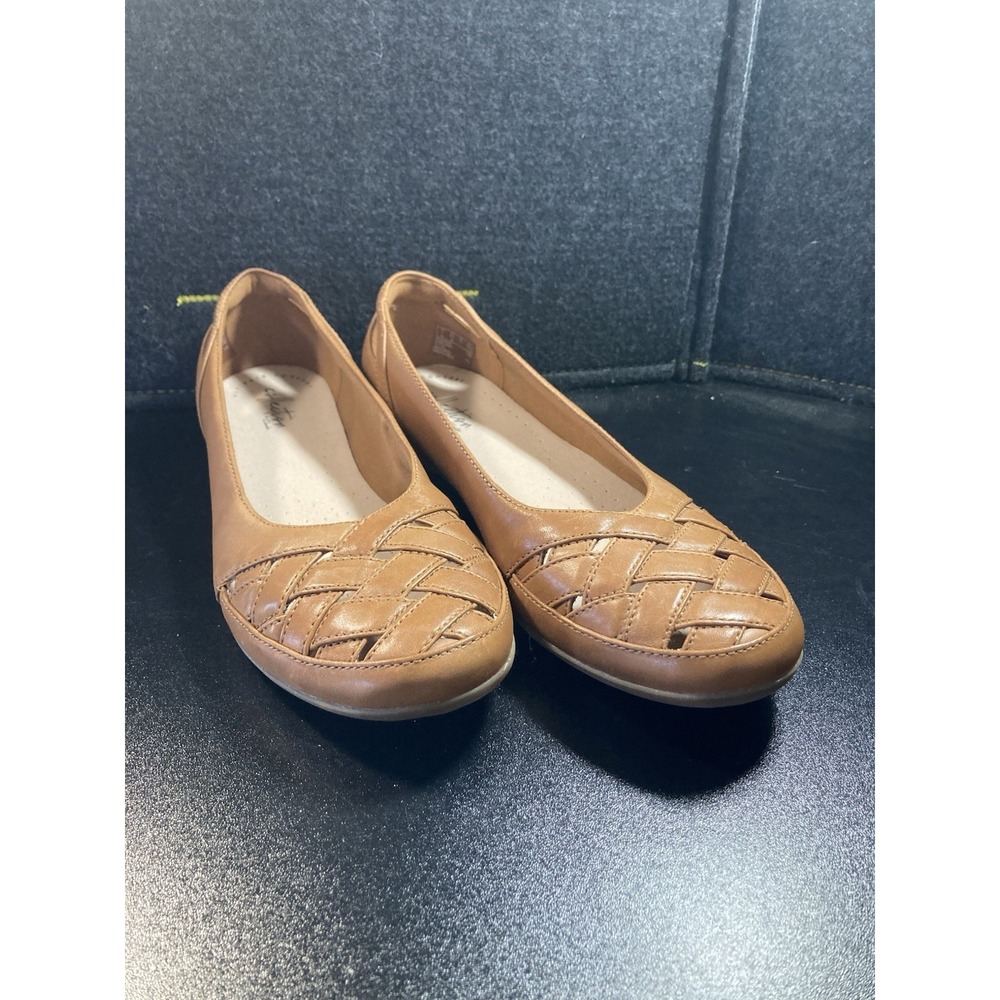 Clarks Collection Leather Shoes Flats Gracelin Maze Tan Womens Size 9.5 M EUC